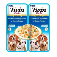 Churu Dog Twin Kip, Groenten & Kaas in Kippenbouillon - 12 x 80 gr (Levertijd 3 - 5 dagen)