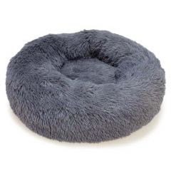 Donkergrijs zacht rond bed
