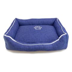 Arquivet Bed Blauw met print en rand