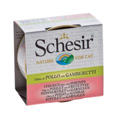 Schesir Kat Kipfilets en Garnalen in Bouillon (Blik)