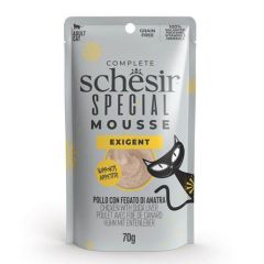 Schesir Kat Speciaal Mousse Exigent Kip met Eendenlever (Zakjes)
