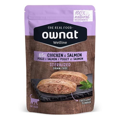 Ownat Wetline Cat Gesteriliseerd Kip & Zalm (12 x 85 g)
