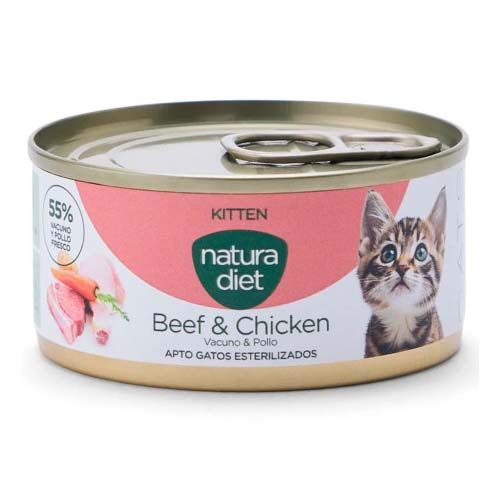Natura Diet Cat Kitten Beef & Chicken (Latas) - 24 x 85 gr