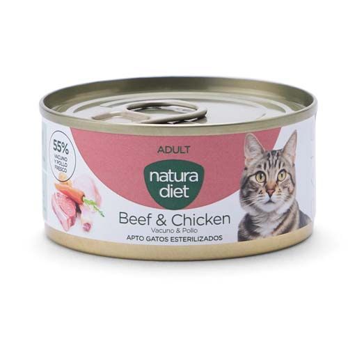 Natura Diet Cat Adult Beef & Chicken (Latas) - 24 x 85 gr