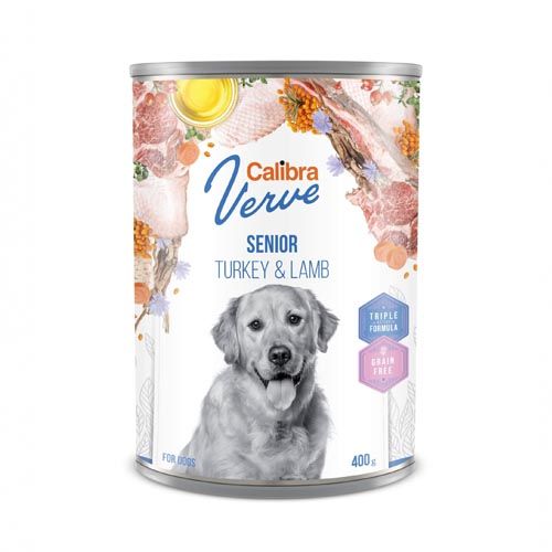 Calibra Dog GF Verve Senior Kalkoen & Lam (blik) 6 x 400 gram