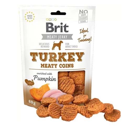 Brit Jerky Snack Meaty Coins Pavo - 80 gr