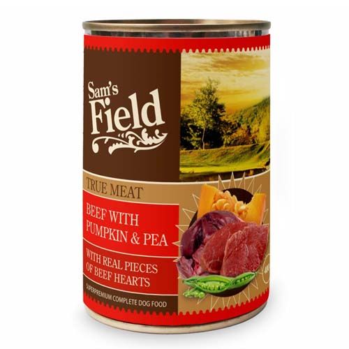 Sam´s Field True Meat Rundvlees met Pompoen & Erwten (Blik) - 6 x 400 gram
