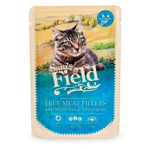 Sam´s Field Cat Visfilets & Erwten (Zakjes) - 24 x 85 gram