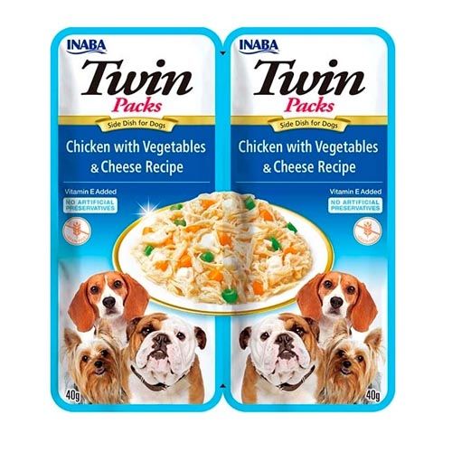 Churu Dog Twin Kip, Groenten & Kaas in Kippenbouillon - 12 x 80 gr (Levertijd 3 - 5 dagen)