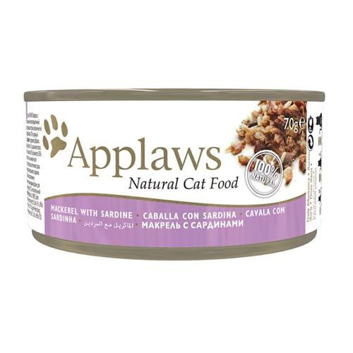 Applaws Cat Makreel en Sardine in blik (70 gr x 24)