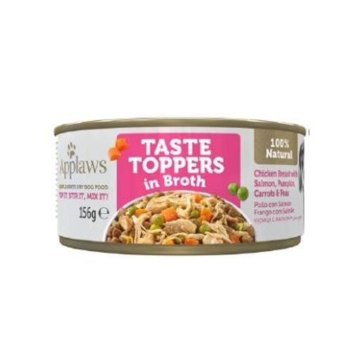 Applaws Dog Taste Toppers in Bouillon Kip, Zalm en Groenten in Bouillon (Blik) 156 g x 12