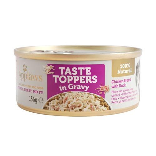 Applaws Dog Taste Toppers in Jus Kip met Eend in Saus (Blik) 156 g x 12