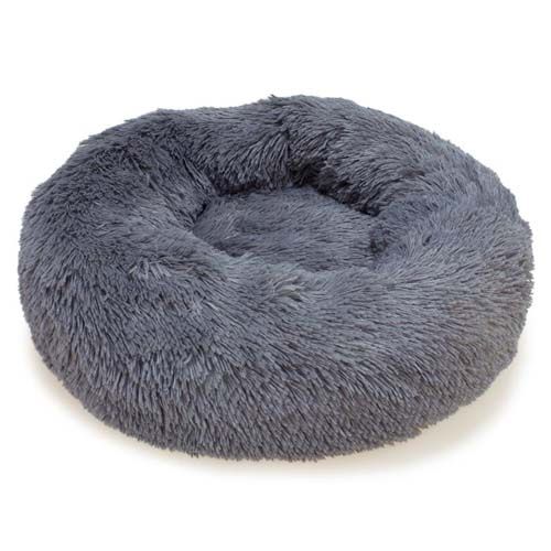 Donkergrijs zacht rond bed