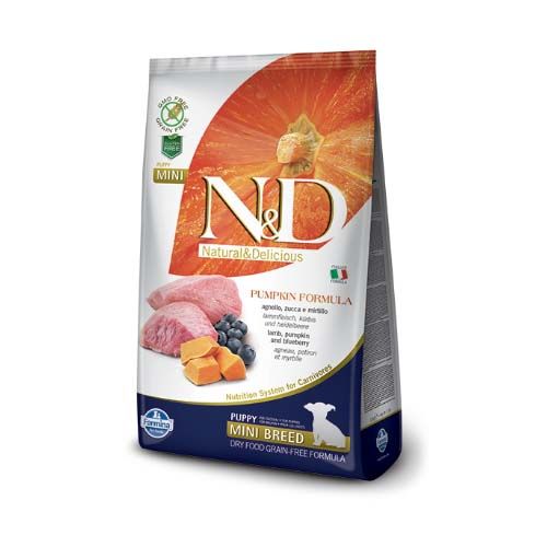 Farmina N&D Grain Free Pompoen Puppy Mini Lam Hond
