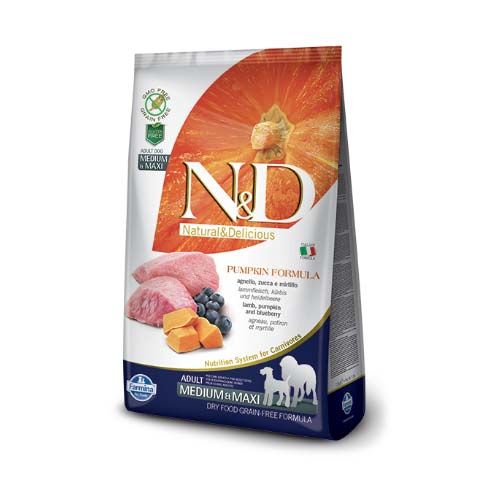 Farmina N&D Grain Free Pompoen Adult Medium & Maxi Lam hond