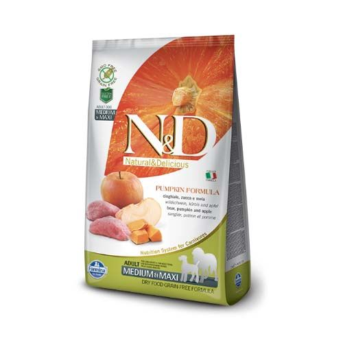 Farmina N&D Graanvrije Pompoen Adult Medium & Maxi Everzwijn hond