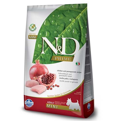 Farmina N&D Prime Grain Free Adult Mini Kip & Granaatappel Hond