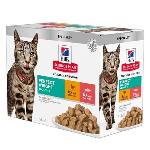 Hill´s Science Plan Feline Perfect Weight Kip & Zalm Multipack (Zakjes)