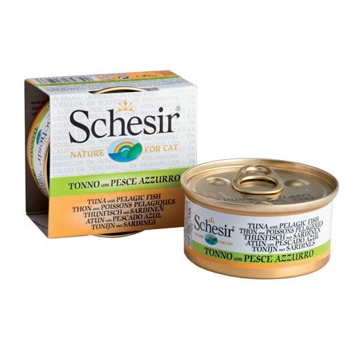 Schesir Kat Tonijn & Blauwbaars - Gekookt in Bouillon (Blik)