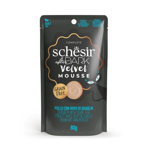 Schesir Kat After Dark Fluwelen Mousse Kip met Kwarteleitjes (Zakjes)