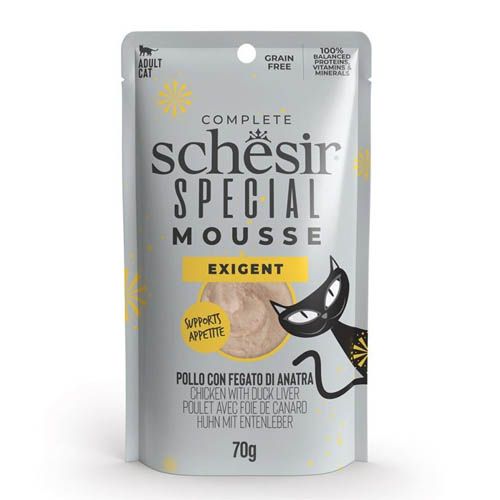 Schesir Kat Speciaal Mousse Exigent Kip met Eendenlever (Zakjes)