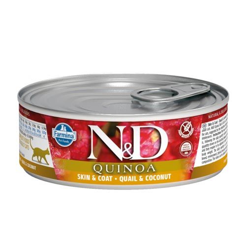 Farmina N&D Kat Quinoa Huidvacht Kwartel (blik) 24 x 80 g